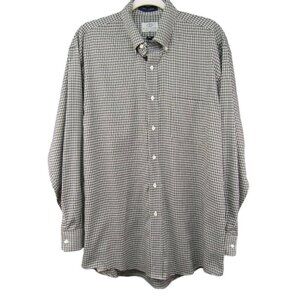 H Stockton Atlanta Black White Plaid Shirt Mens Size M Long Sleeve Cotton